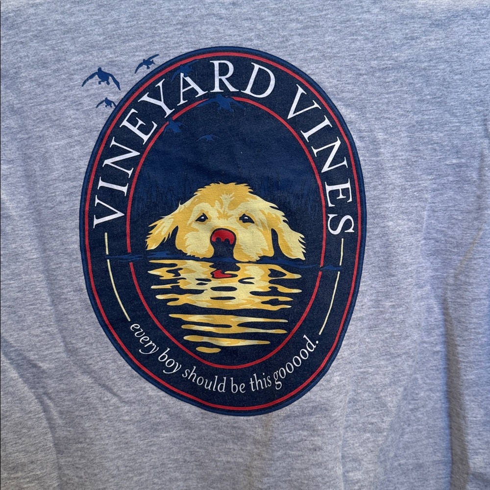 Boy XL Golden Retriever, Vineyard Vines kids Heather Gray Long Sleeve Tee Golden - Picture 3 of 3